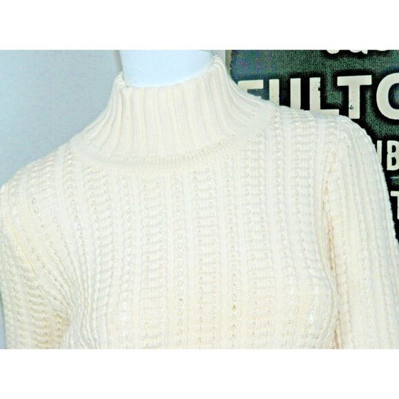 Mallory Dress Size Small Ivory 1960's Sweater‎ Italian Knit 100% Wool Vintage - Picture 8 of 13